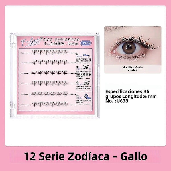 Limfria Falska Ögonfransar Zodiac-serien 12 Tecken C-kurvor 0.05mm Segmenterade Självhäftande Syntetiskt Hår Längd 1cm-1.5cm U638