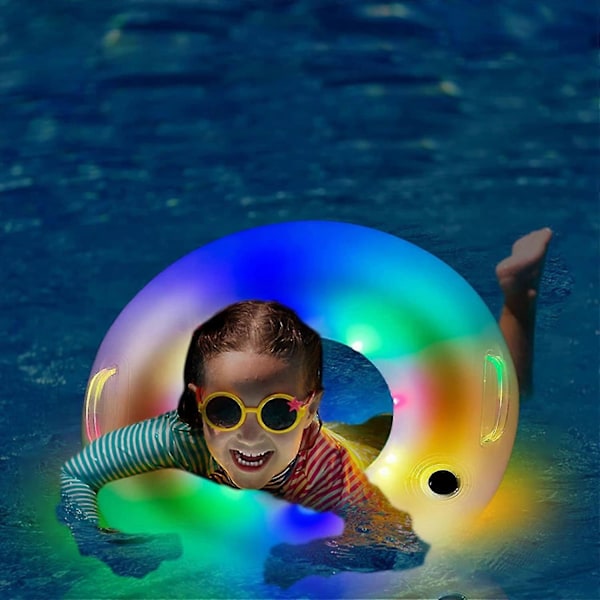 Uppblåsbara Poolleksaker, Poolleksaker Vuxen, Lysande LED Poolleksaker Barn Poolring Med LED Badringar Med Handtag För Vuxna Barn
