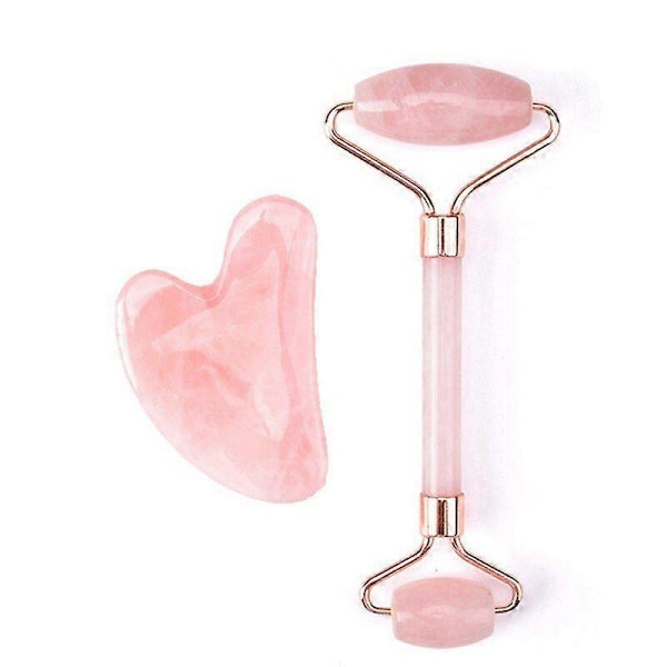 Rosenkvarts Gua Sha Roller Dubbelhuvad Ansiktsmassager för Hudvård Kropps- och Ansiktsmassageverktyg grön