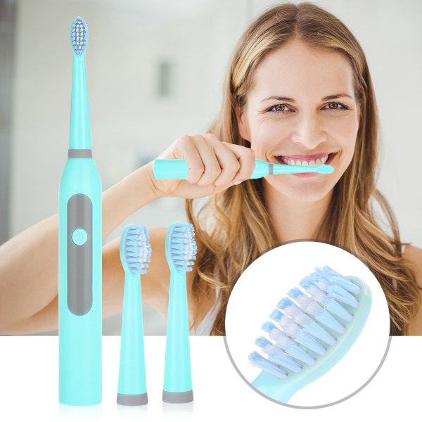 Sähköinen hammasharja akku Sonic vedenpitävä vaihtoharjan pään hampaiden puhdistustyökalu Sininen