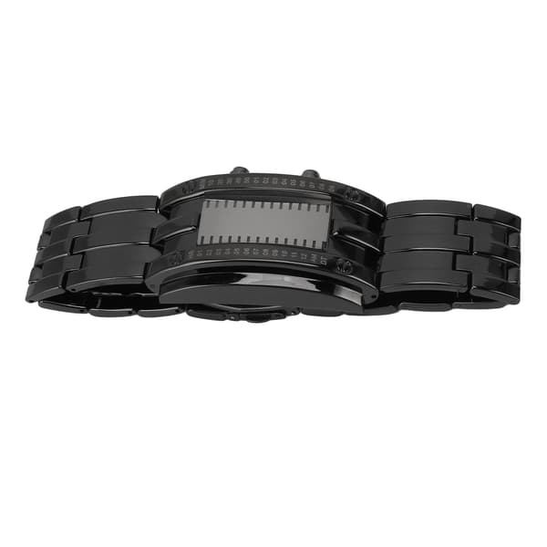 Dual Line Binært Ur Digitalt Blåt LED Legering Binært Mode Armbåndsur til Studerende Par Sort