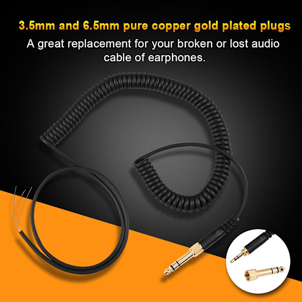For Beyerdynamic DT 770/ 770Pro/ 990/ 990Pro Hovedtelefoner Audio Spring Wire Coil Kabel