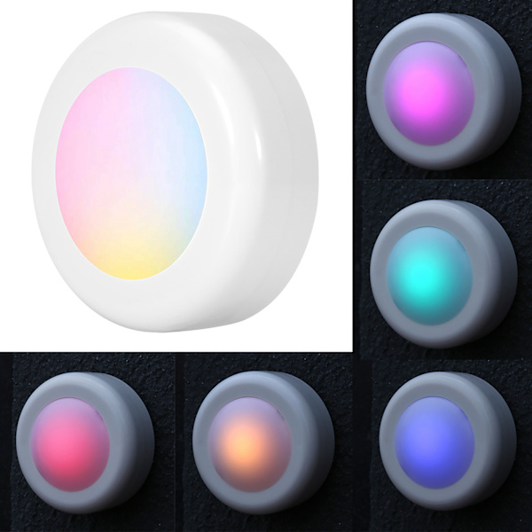 Trådlös LED Puck Light RGB 12 färger dimbar natt hall lampa