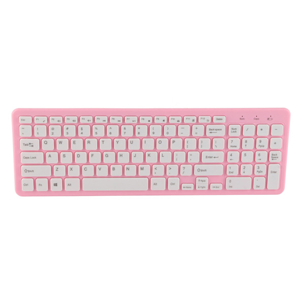96 tangenter trådlöst tangentbord Mus Combo 10 meter överföring Toningsbeständig tangentbord Mus Combo med halkfri matta Rosa