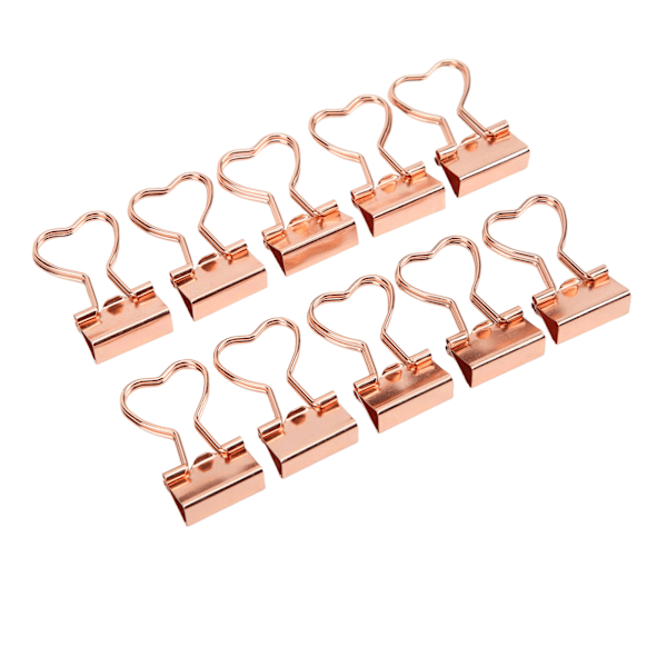 10 st Bindeklippar Kärleksform Roséguld Klämkraft Tätt Manganstålplåt Material Pappersklämmor