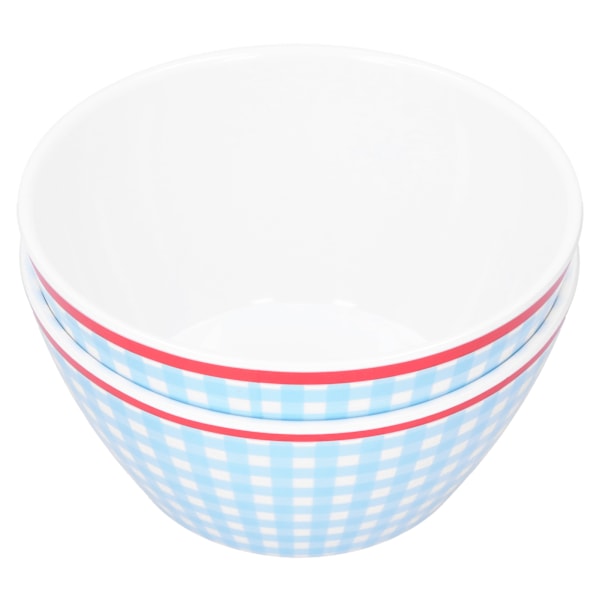 4 stk. 6 tommer salatskål middagsserveringsskålsæt køkken imitation porcelæn middagsstel lyseblå gitter