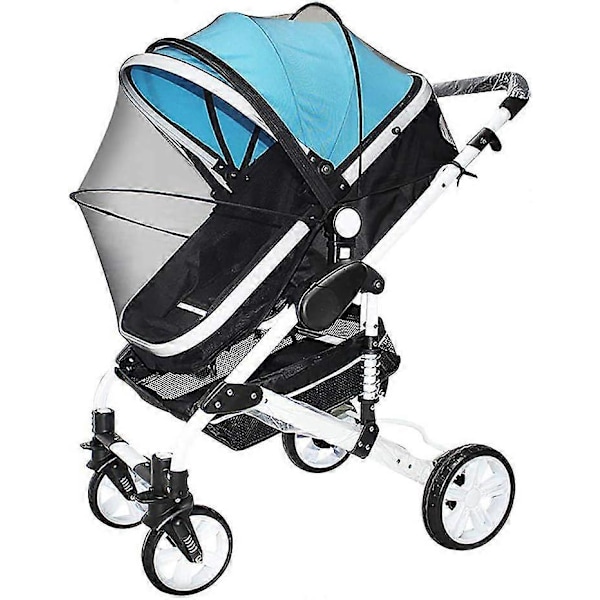 Universal Myggnett for Barnevogn, Baby Pram Myggnett - Sammenleggbart Baby Myggnett for Barnevogn, Anti-insektbeskyttelse for Babyer, Vaskbart (Svart)