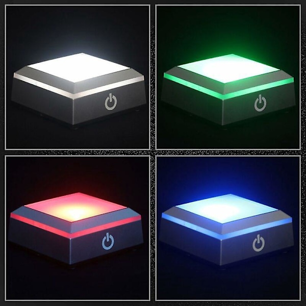 LED Ljusbas Displayställ Displayplatta Med Känslig Touch-brytare För 3D Laser Kristallglas Konst