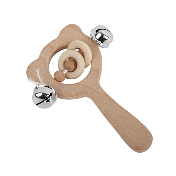 Bøk Trebjørn Hånd Teething Tre Ring Baby Rattles Leke Barnevogn Leke