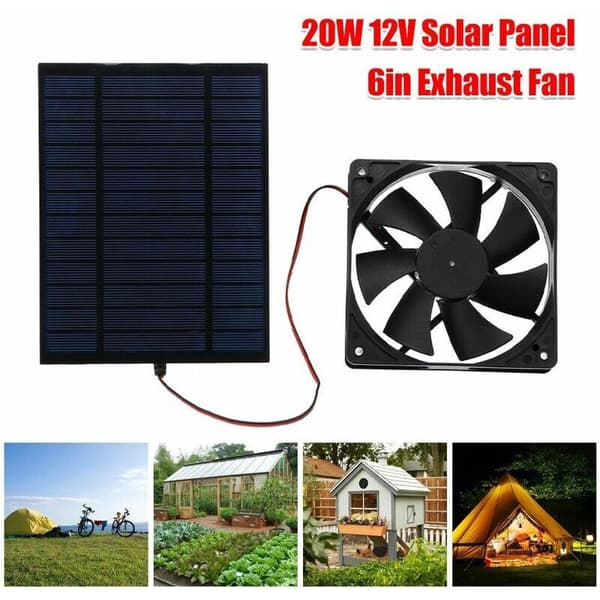 20W 6-tums Mini Solpanel Driven Fläkt DIY Uppladdningsbar Bärbar Solpanel Avgasfläkt...DEBUNS