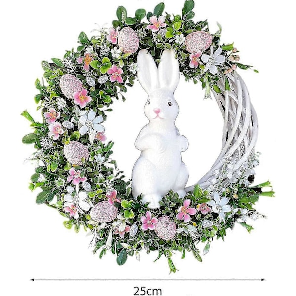 25cm/9.84 tum Påskkrans Iögonfallande Konstgjord Påskhare Krans Hängande Påskdekoration