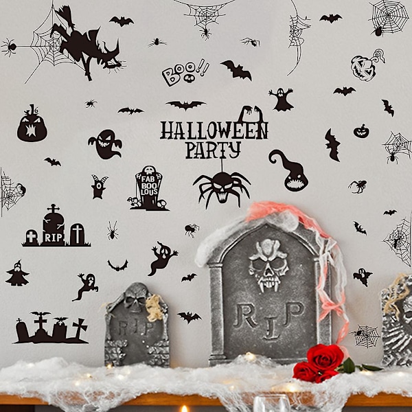 Edderkoppnett Flaggermus Veggklistremerker - Skummel Halloween Temafest Dekorasjon