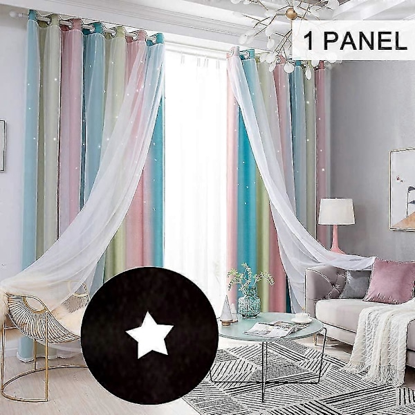 Termiskt Isolerade Mörkläggningsgardiner Med Stjärnor 100% Polyester, för Vardagsrum, Sovrum, Barnrum, Rosa, 1 Styck L 134cm* H 240cm