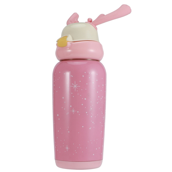 Bærbar sød termokande i rustfrit stål med sugerør til børn 500 ml, pink