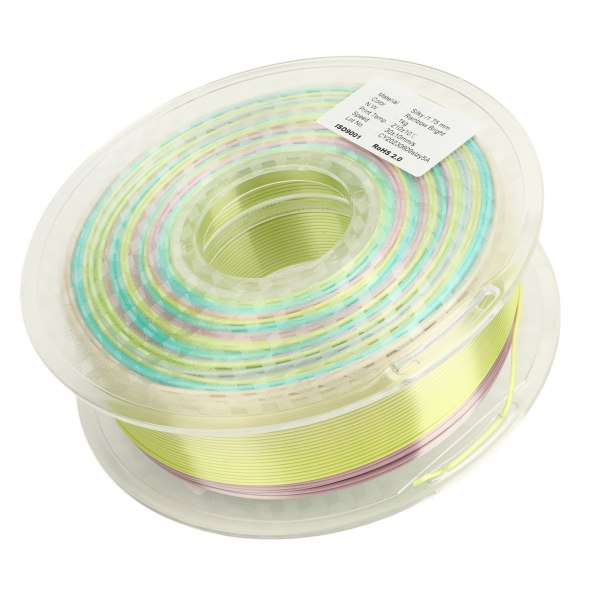 PLA Filament Farge Gradient Regnbue Flerfarget Silky Blank 1,75 mm 3D-skriver Filament