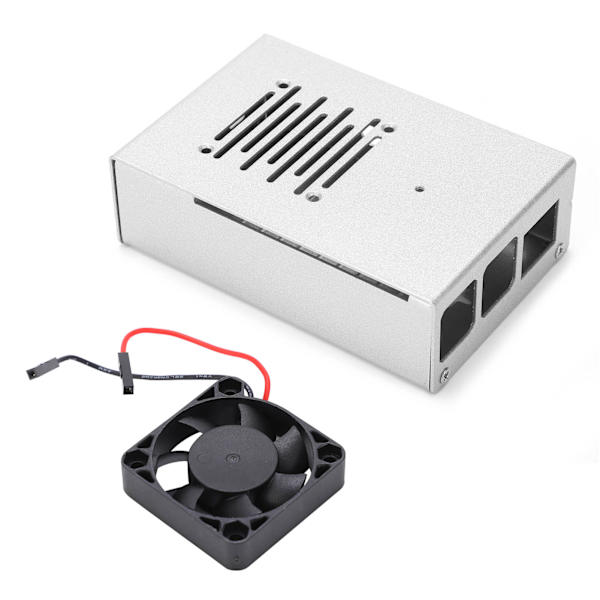 Aluminiumslegeringskabinet Køleventilator Varmeafledningsventilator til Raspberry Pi 4B Sølv