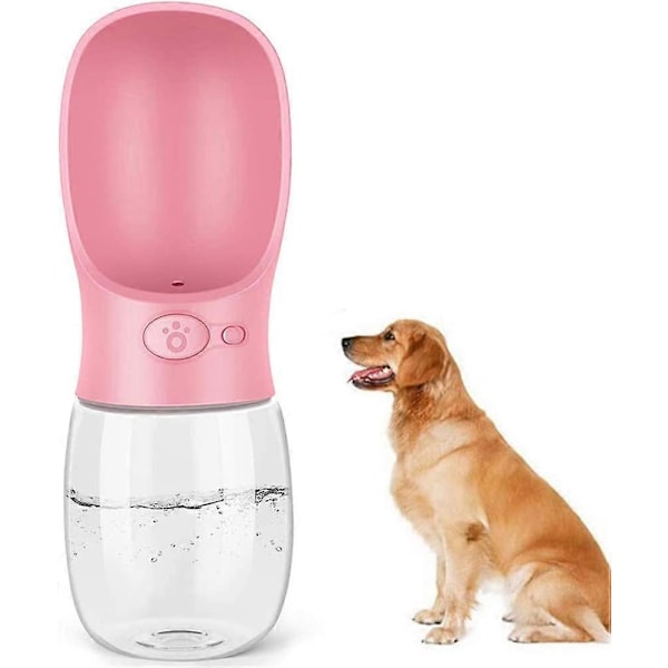 Hundvattenflaska Läcksäker Hunddricksflaska Husdjur Utomhus Resevattendispenser Hundar Vattenflaskdispenser rosa, 350ml