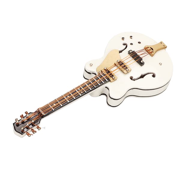 Gitarrbroschnål Vit Ihålig Snygg Stil Trä Sammetfodral Dekorativ med Säkerhetslås Mini Instrumentmodell