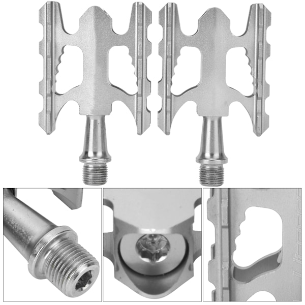 1 par ultralette cykelpedaler i aluminiumlegering, reservedel til foldecykler, sølv