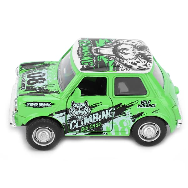 1:36 Mini Bilmodell Graffiti Dra Tillbaka Bil Ljud Ljus Batteri Fordon Barn Present Grön