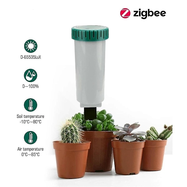 Zigbee Smart 4 i 1 Jordtester Sollys/Temp/Fuktighetsmåler Jordfuktighetssensor Fjernkontroll M-B10