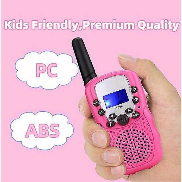 Walkie-talkie til børn, Walkie-talkie med lang rækkevidde, Legetøjsgaver til alderen 4-12 år, Camping, Udendørs spion-eventyr (1 par, pink)