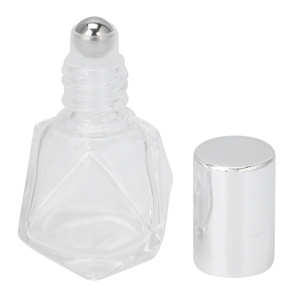 Roll On Påfyllbar Parfymeflaske Tom Glass Aromaterapi Eterisk Olje Rollerflasker 8ml (Sølvdeksel Stålkuler)