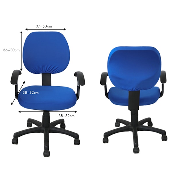 2 stk Universal Computer Kontorstol Ryggstøttetrekk Beskyttende Strekkbar Roterende Drafting Stol Sliptrekk Blå Blue