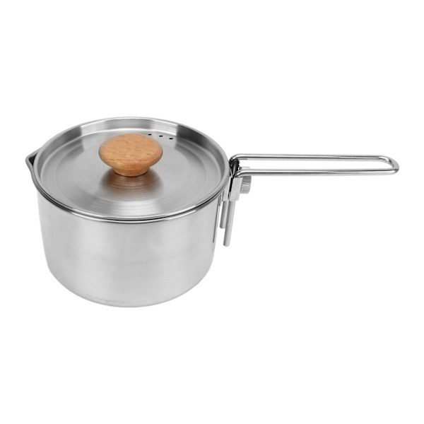 Camping Gryde 304 Rustfrit Stål Bærbar Camping Kedel med Sammenklappeligt Håndtag til Picnic Vandring 1L