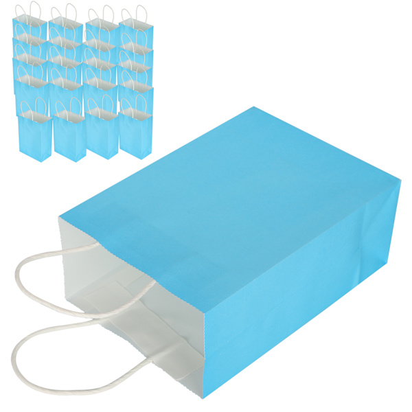 20 kpl Kannettava voimapaperikassipakkaus lahjapussitarvike ostoksille syntymäpäiväjuhliin 15 x 8 x 21 cm sininen