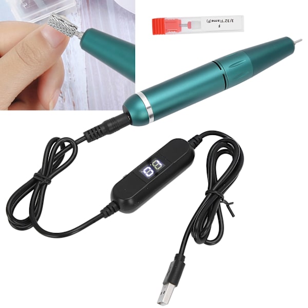 Elektrisk neglepoleringsmaskine bærbar USB hurtig fjernelse polermaskine boremaskine pen 30000 rpm olivengrøn