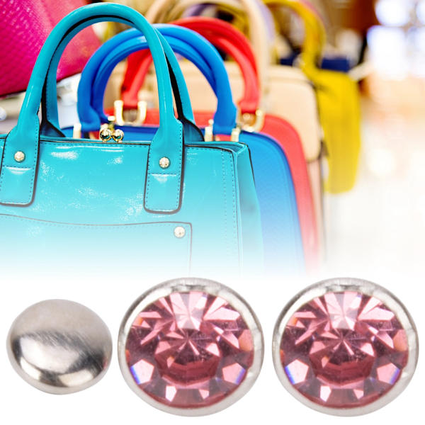 50 set Strassnitar Kristall Diamantnubbar Läder Craft Bag Kläder Dekoration8mm Silver Edge Rosa Diamond
