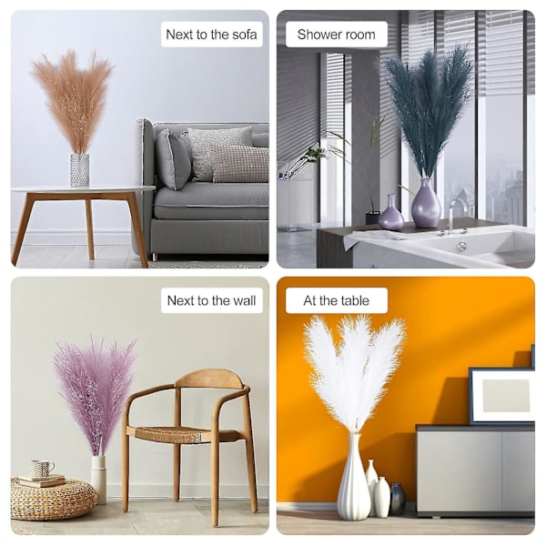 Kunstig Pampasgress Dekor - 110cm Høy, Store Blomstergrener Hvit