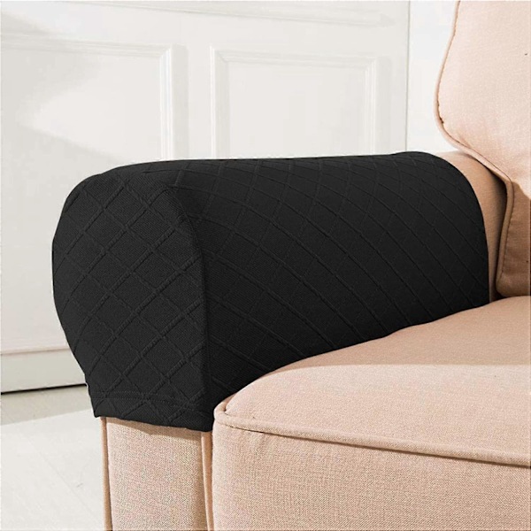 Armstödsskydd, Set med 2 Stretch Diamantmönstrade Fåtölj Soffa Stretch Armstöd Stolsöverdrag för Möbelskydd, Halkfria Soffstols Armskydd S