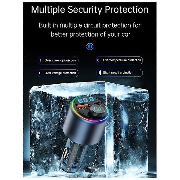 BC89 bil hurtig opladning 5.3 Bluetooth MP3-afspiller FM-sender