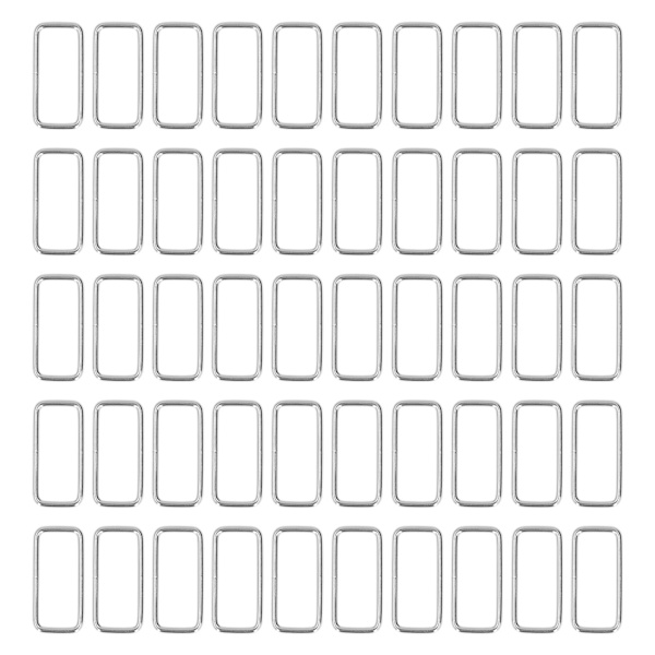 50 st metallringar Hållbara järn rektangel spänne ringar för DIY bälte handväska spänne hårdvara kläder dekoration 3x38x15mm
