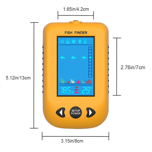 Bärbar Sonar Fisk Finder Djupmätare Handhållen Isfisk Finder med Färgrik LCD-skärm för Utomhusfiske