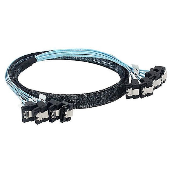 36P SFF-8087 til 4 SATA 7Pin 90° Datakabeladapterledning 1m