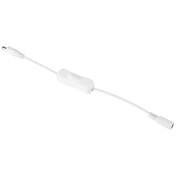 5 stk. LED Strip Light Wire Switch med hun- og han-DC 12V strømstik hvid