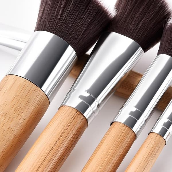 Makeupbørste Naturlig Bambus Makeupbørstesæt Bløde Puder Creme Kosmetikbørstesæt