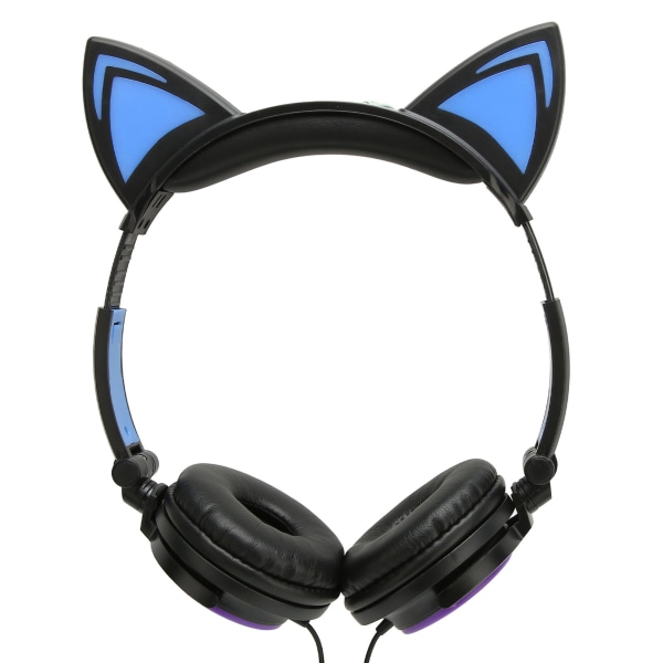 Cat Ear-hovedtelefoner med ledning Støjreduktion Søde børn tegneserieheadset med LED-lys til tablets Computere Mobiltelefoner