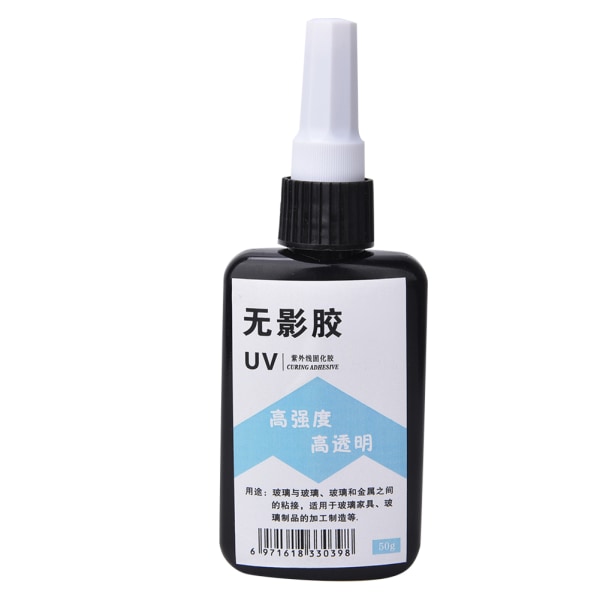 Klart UV lim Ultrafiolett herdende høystyrke lim for glass sofabord Krystall Akryl50g