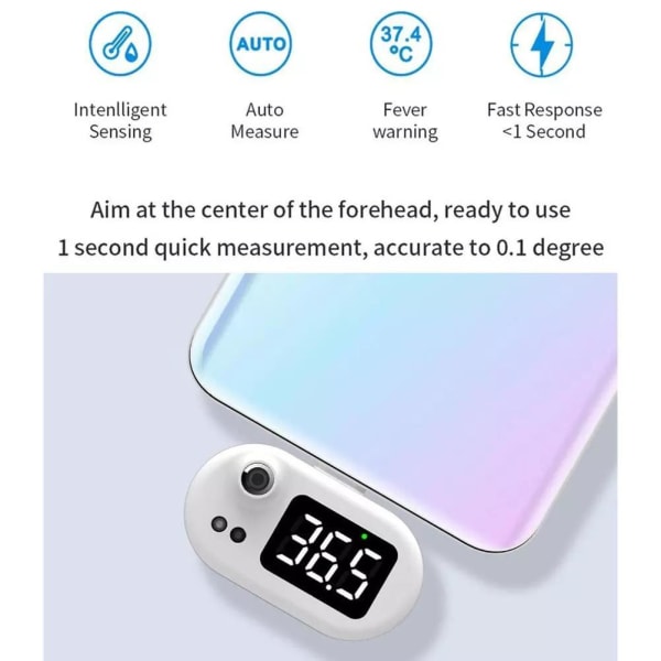 Smart termometer Bärbar mini mobiltelefon termometer Beröringsfri infraröd USB termometer