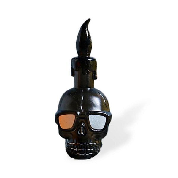 Halloween Skallelampe Realistisk Flammeløs Batteridrevet Skjeletthode Falsk Stearinlys Lampe Festdekorasjon - CHN Svart