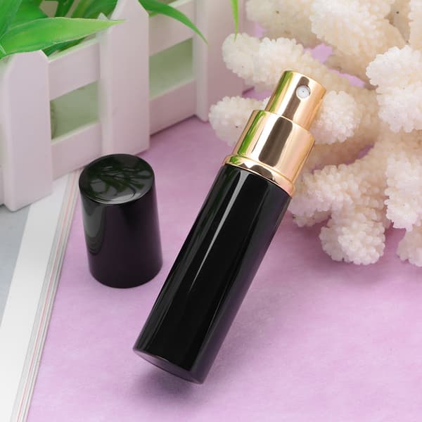 10 ml genopfyldelig parfumeflaske bærbar tom pumpe lotion parfume forstøver sort