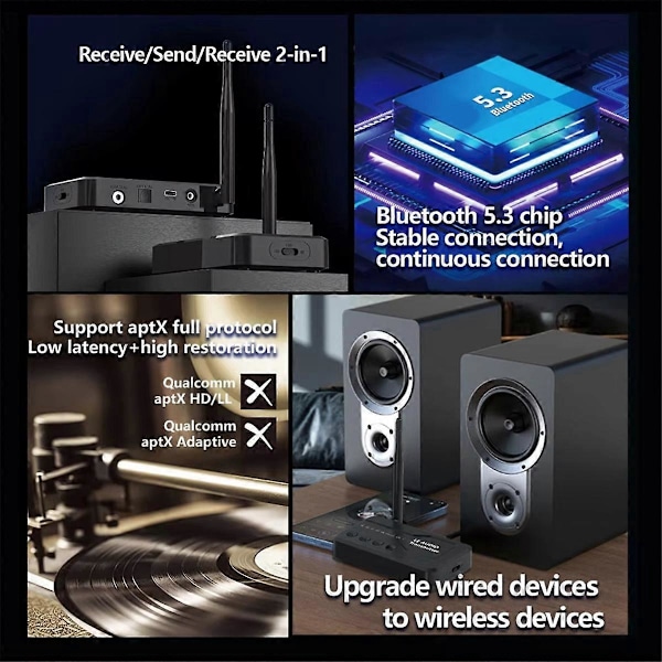 Tebe -LL/HD/AD Bluetooth 5.3 Audio Lähetin Optinen Langaton