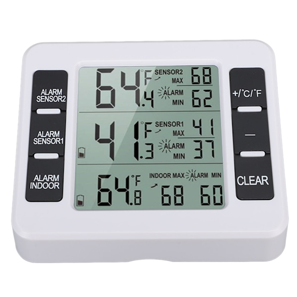 Innendørs utendørs termometer digitalt hygrometer termometer trådløs temperatur- og fuktighetsmåler med 2 sensorer