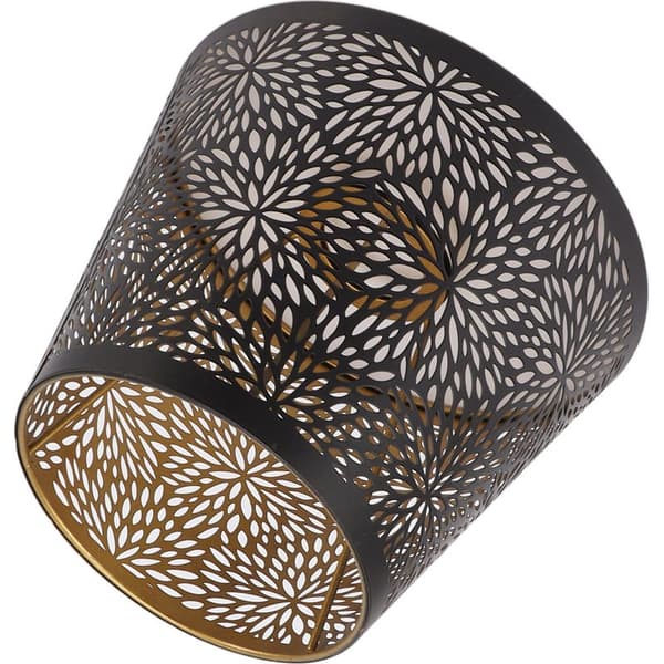 Eosnow – Sort gennembrudt lampeskærm i jern – Gulddesign indvendigt – E27/E26 til loft- eller bordlampe – Højde 15 cm, diameter 19 cm