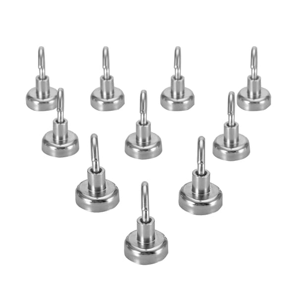 10 st silverfärgade magnetiska krokar för inomhus- och utomhusbruk (D20mm)