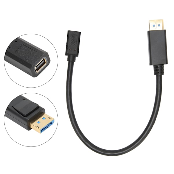 DP hane till mini DP honkabel 8K 60Hz 4K 144Hz 32,4Gbps 30cm längd Displayportkabel 1.4 för dator